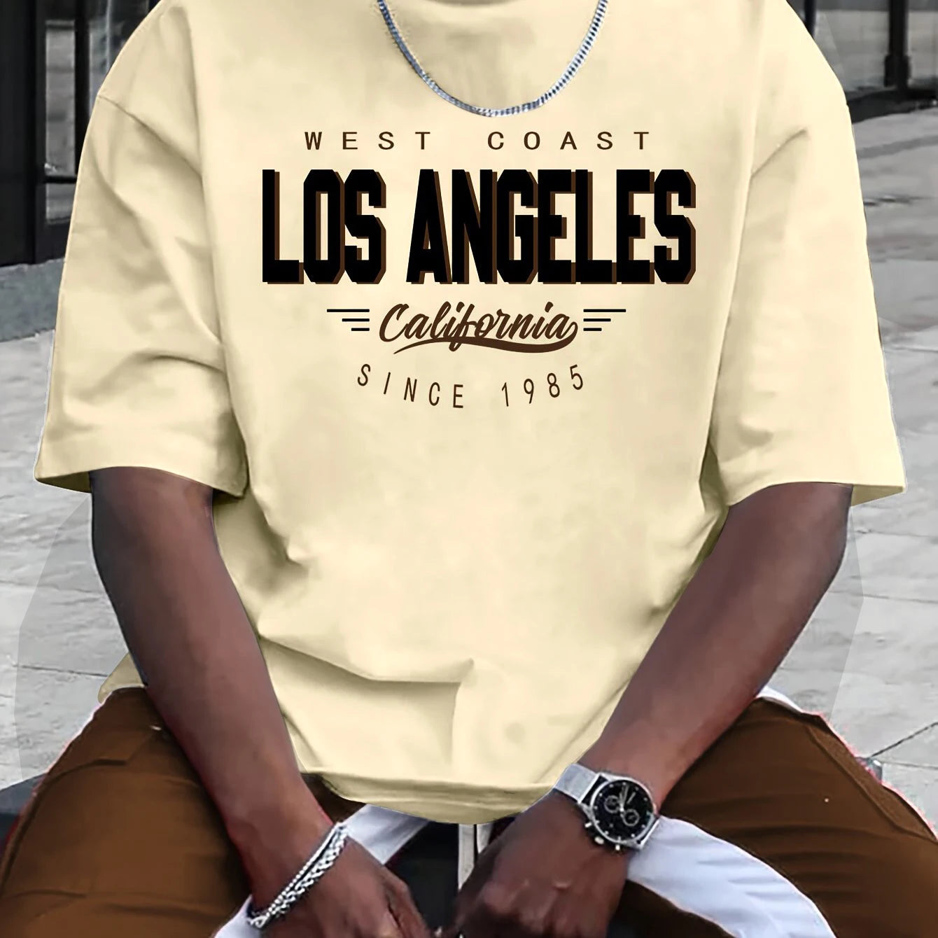 Comfortable Plus Size Los Angeles Cotton T-Shirt for Men