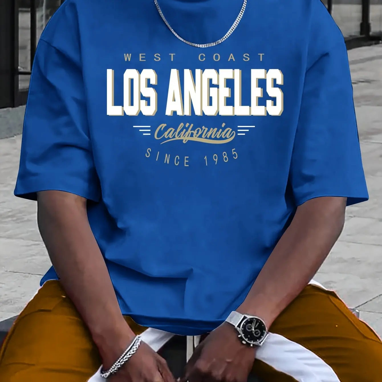 Comfortable Plus Size Los Angeles Cotton T-Shirt for Men