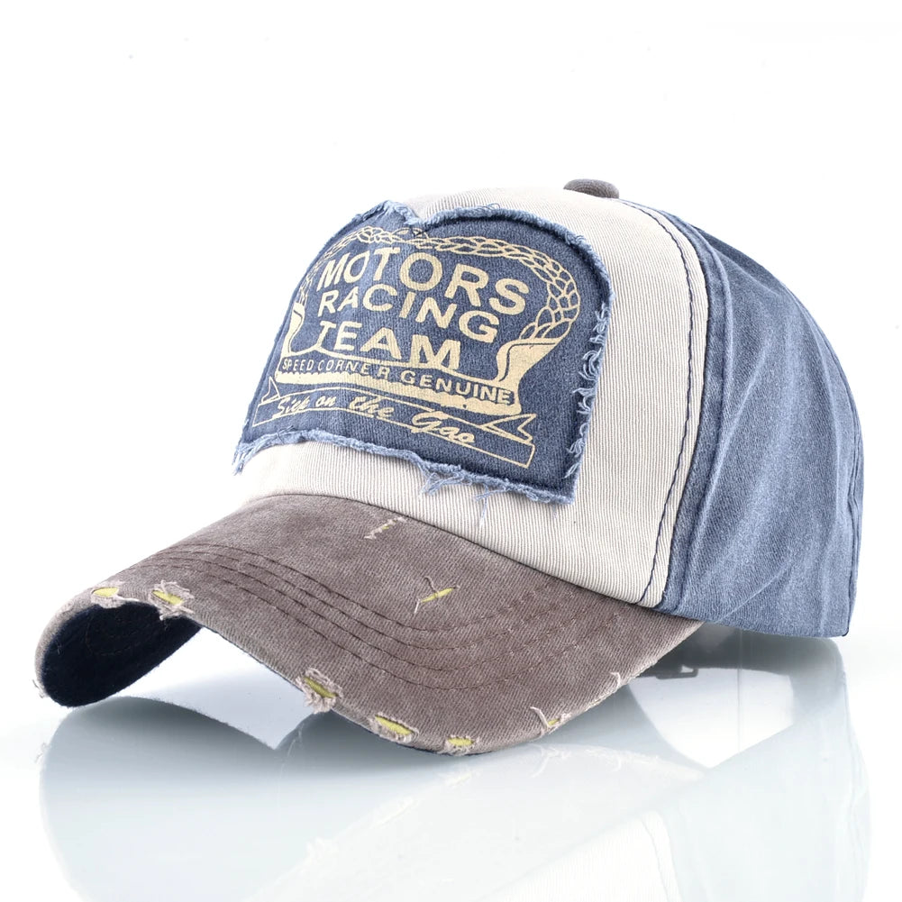 Vintage Washed Cotton Baseball Cap With Letter Patch