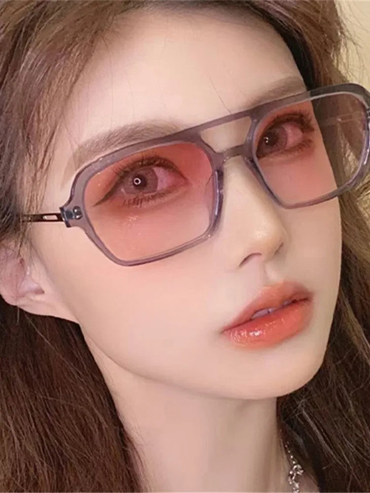 Chic Retro Double Bridges Sunglasses for Trendy Style and UV Protection