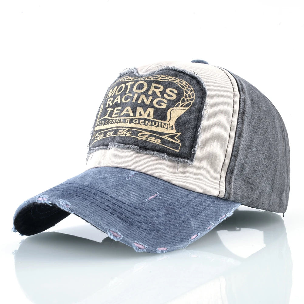 Vintage Washed Cotton Baseball Cap With Letter Patch
