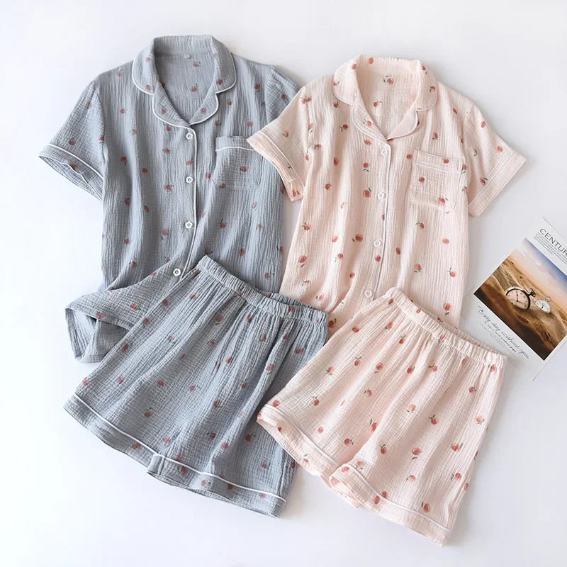 2025 Summer Ladies Short-sleeved Pajamas Set for Comfort