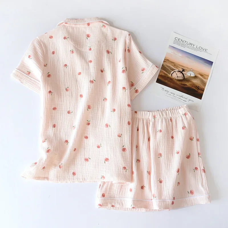 2025 Summer Ladies Short-sleeved Pajamas Set for Comfort