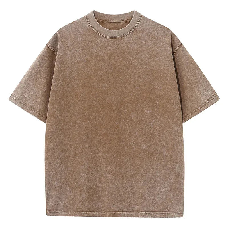 Unisex Vintage Heavyweight Washed T-Shirt – Retro Oversized Cotton Tee