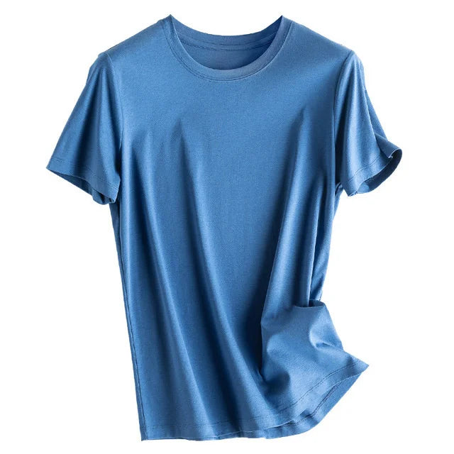 Soft Mulberry Silk Cotton T-Shirt for Women – Loose Fit, Round Neck, Short Sleeve, High-Quality Summer Top