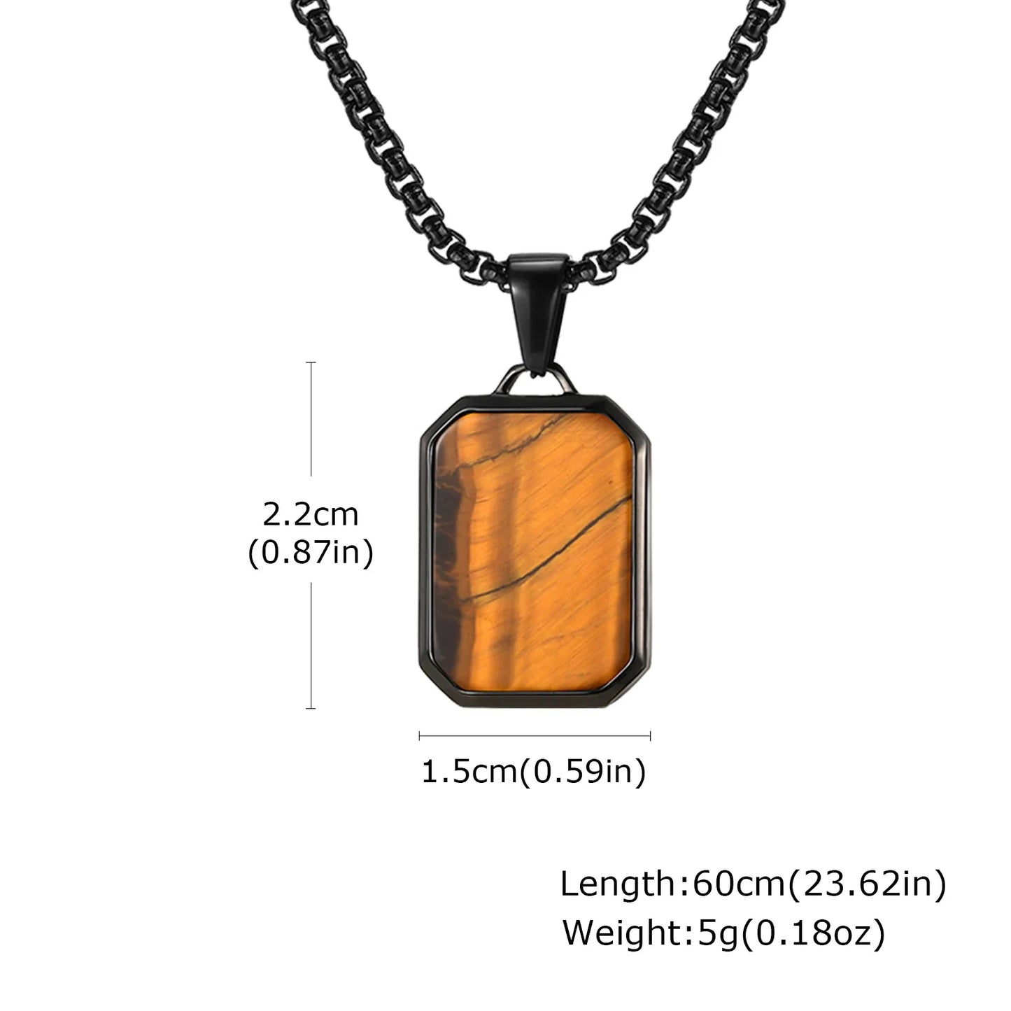 Trendy Pendant Necklaces for Men with Square Natural Stone