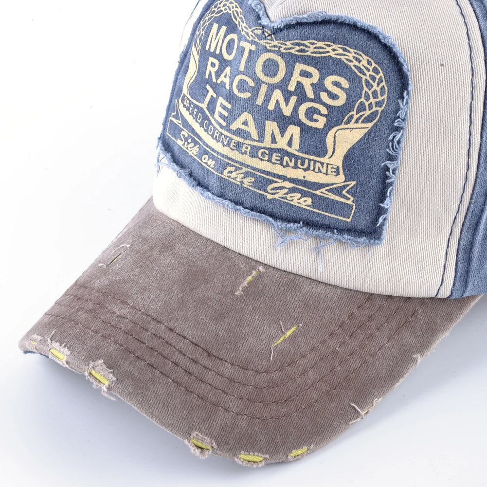 Vintage Washed Cotton Baseball Cap With Letter Patch