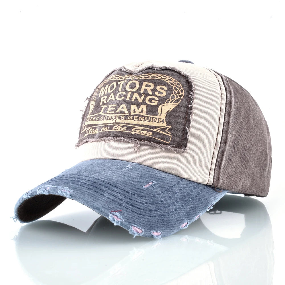 Vintage Washed Cotton Baseball Cap With Letter Patch