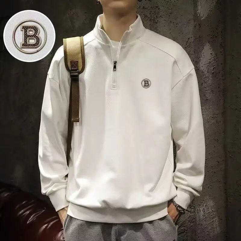Spring Autumn Loose Long Sleeve Polo Shirts for Men