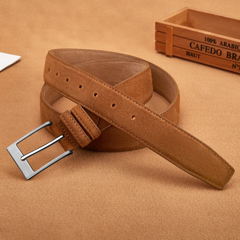 Luxury Sude Belts Cow Leather for Men and Ladies