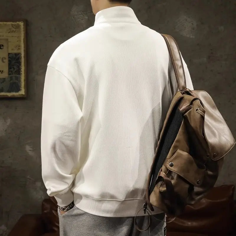 Spring Autumn Loose Long Sleeve Polo Shirts for Men