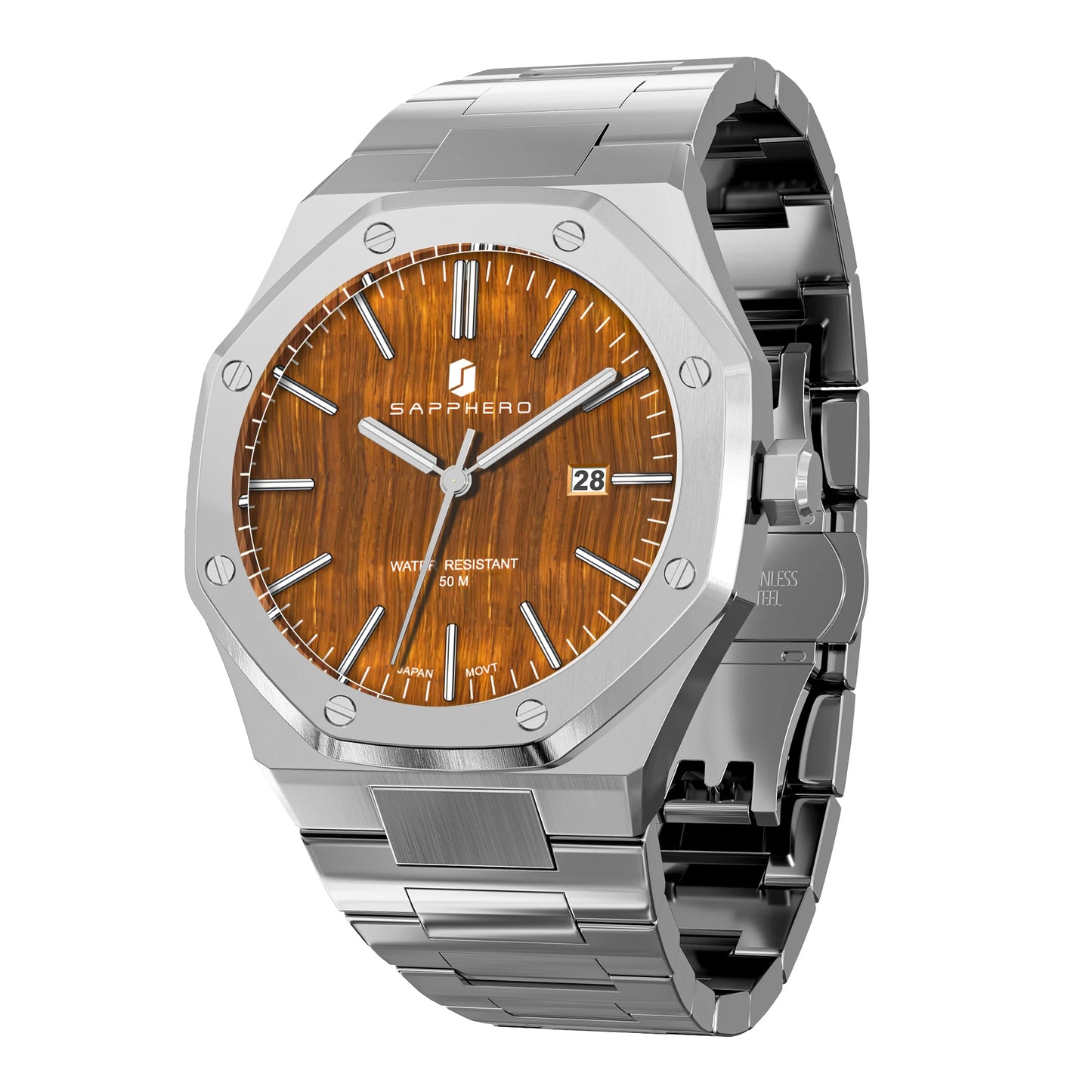 SAPPHERO Men's Luxury Waterproof Stainless Steel Watch Gift