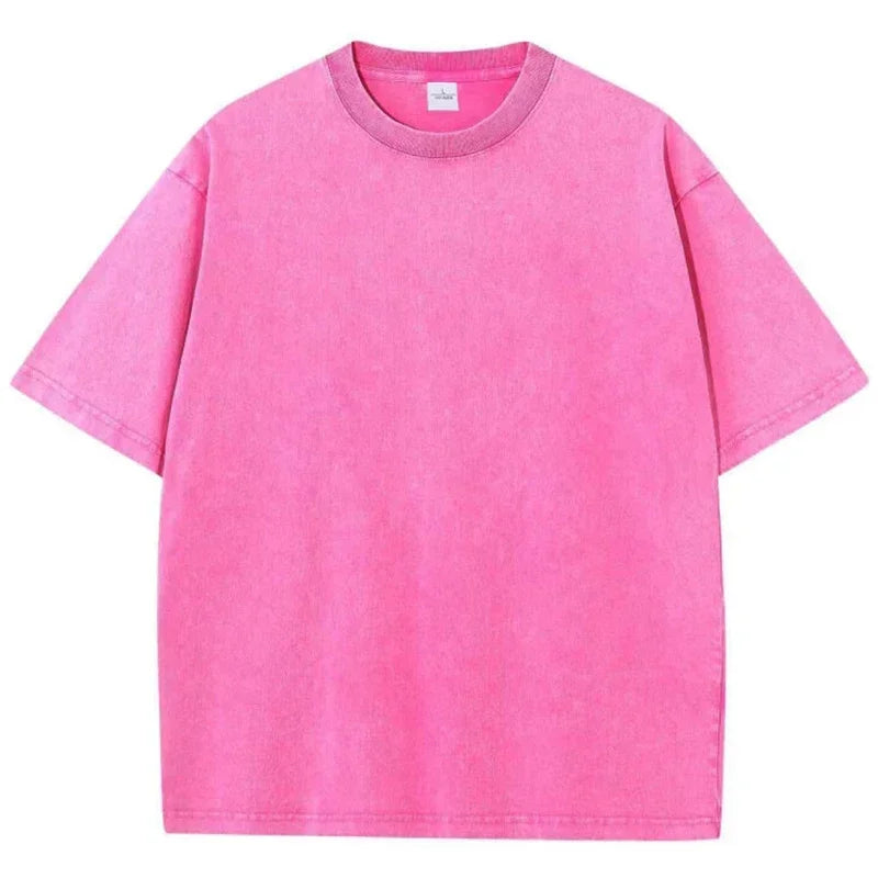 Unisex Vintage Heavyweight Washed T-Shirt – Retro Oversized Cotton Tee