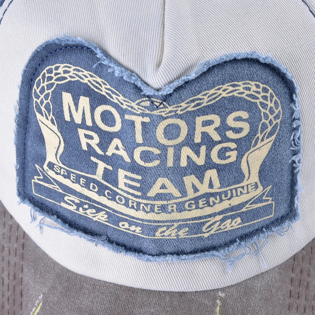 Vintage Washed Cotton Baseball Cap With Letter Patch