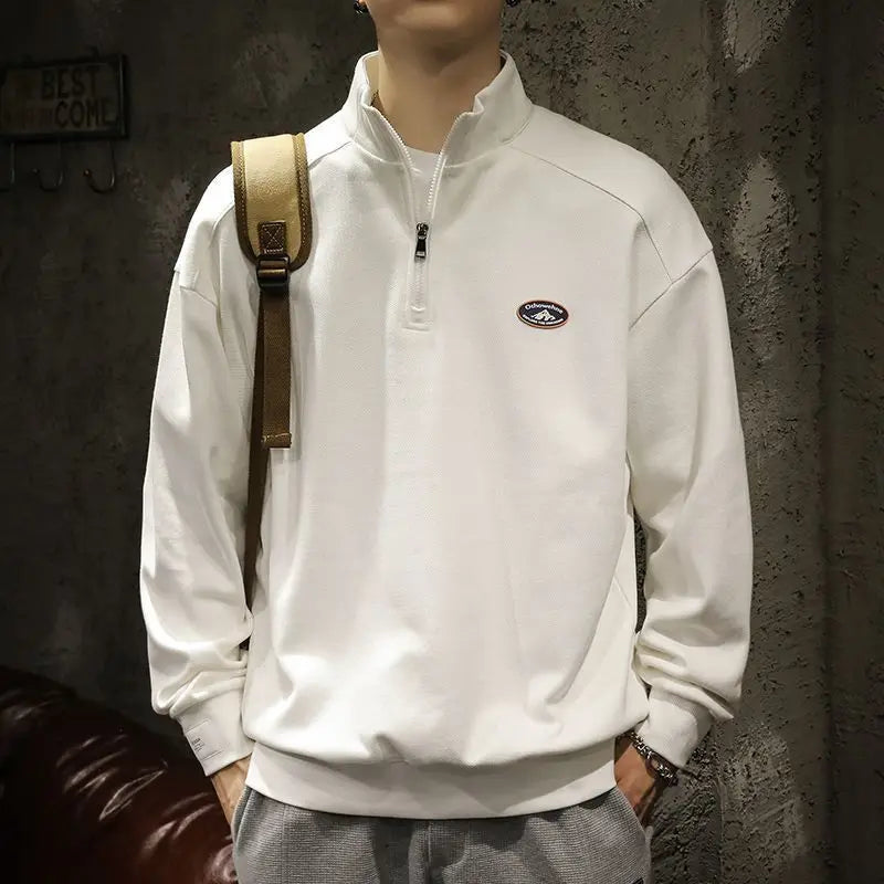 Spring Autumn Loose Long Sleeve Polo Shirts for Men