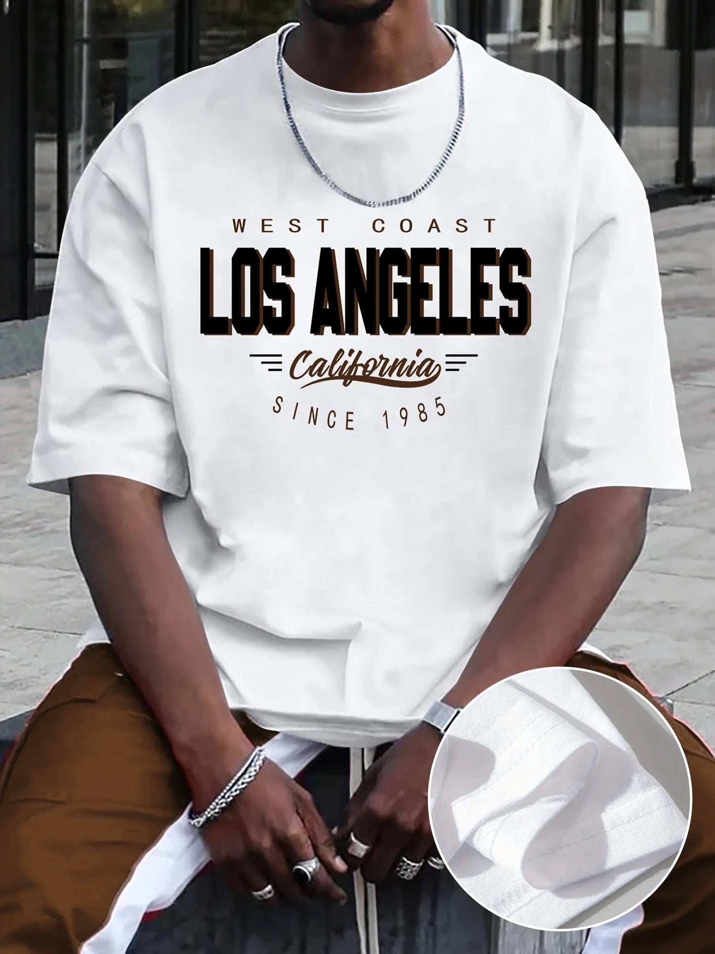 Comfortable Plus Size Los Angeles Cotton T-Shirt for Men