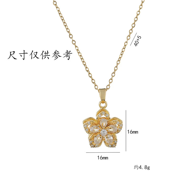 Radiant Shiny Zircon Romantic Flower Necklace for Elegant Occasions