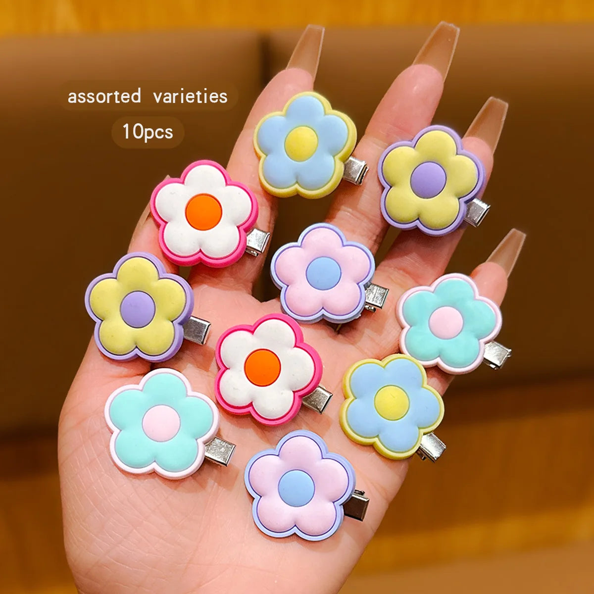 Vibrant 10 Color Random Flower Hair Clips for Stylish Looks