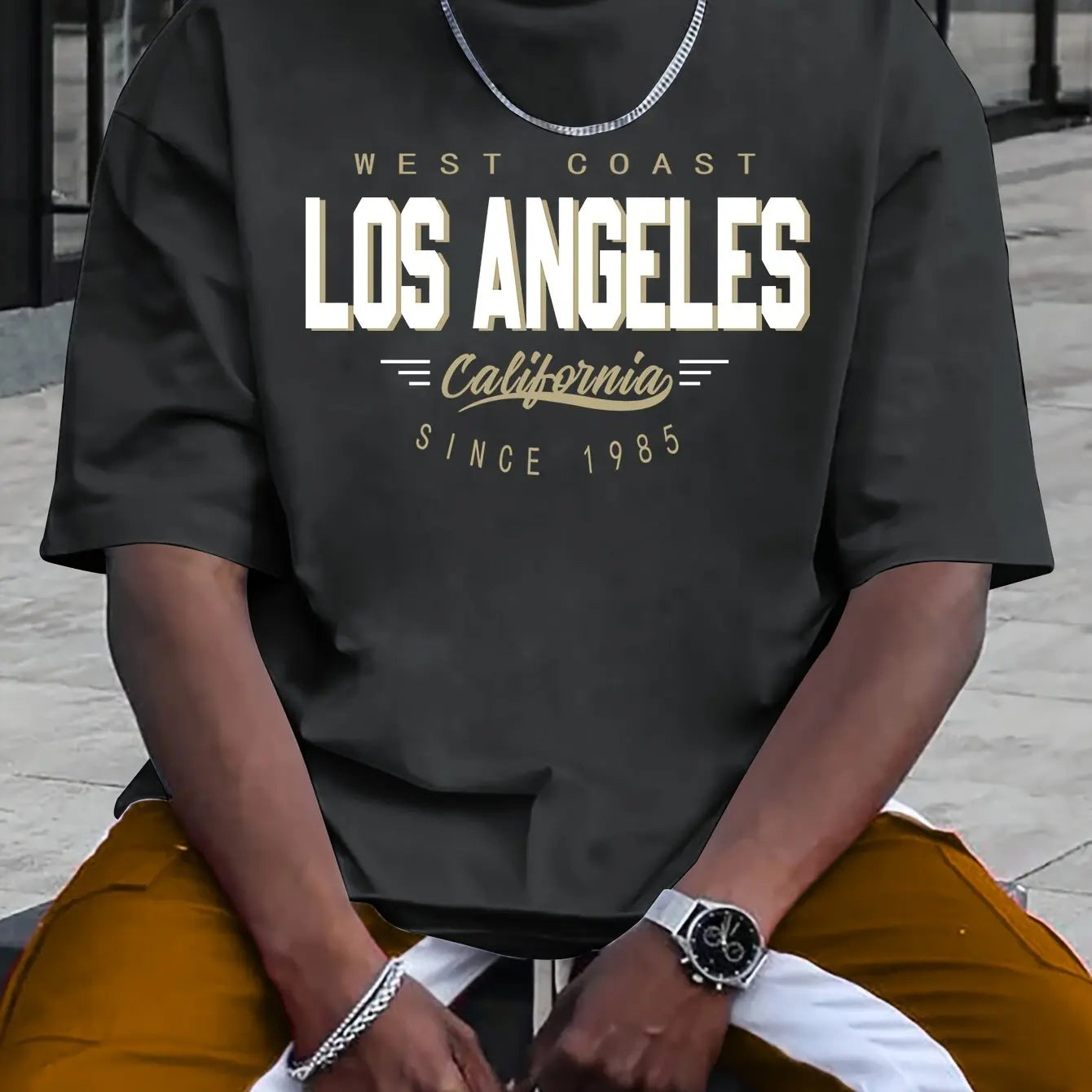 Comfortable Plus Size Los Angeles Cotton T-Shirt for Men