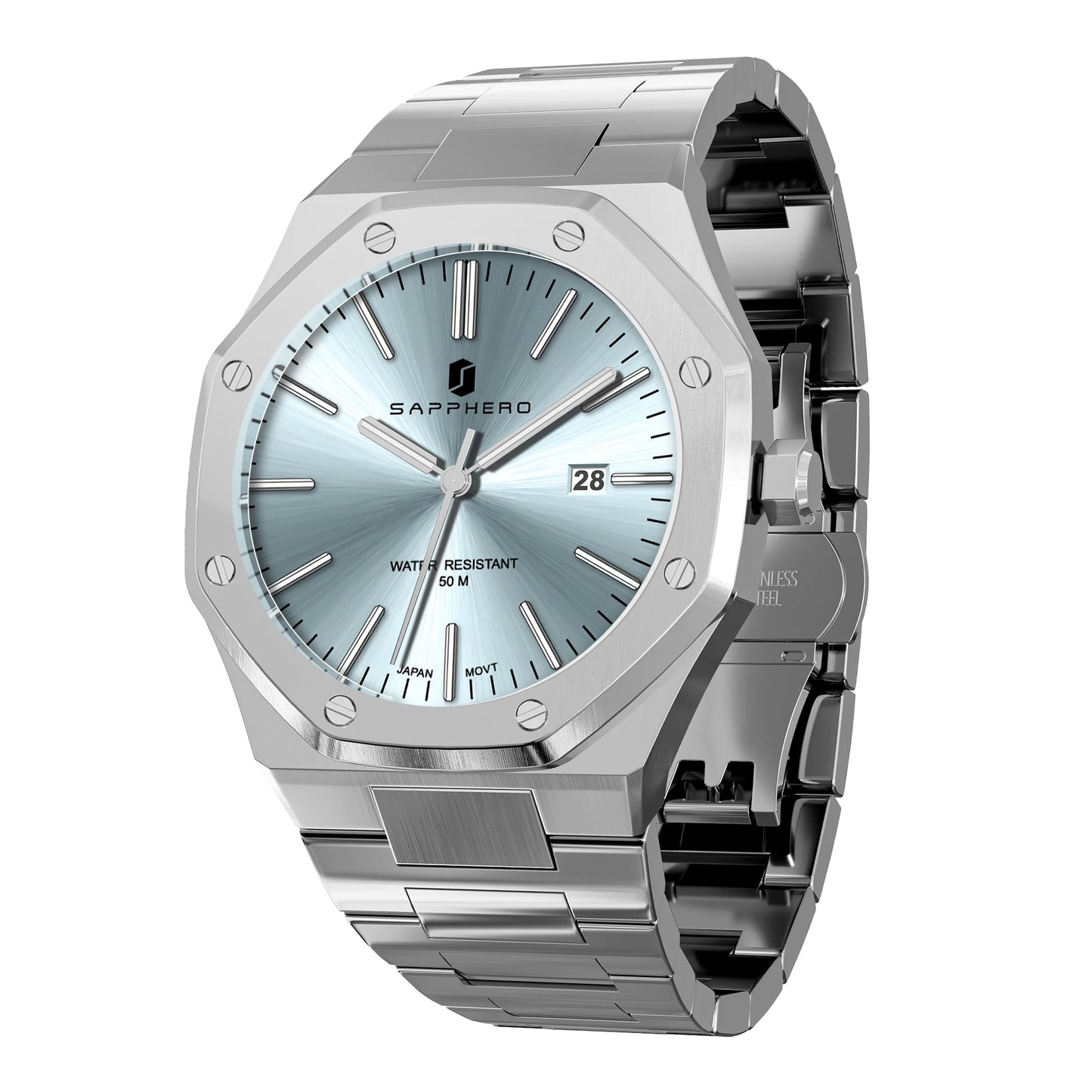 SAPPHERO Men's Luxury Waterproof Stainless Steel Watch Gift