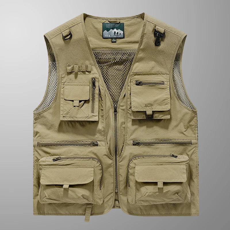14 Pockets Summer New Men US Tactical Hiking Fishing Vest Mens Photographer Waistcoat Mesh Cargo Sleeveless Jacket Tool Vest 7XL