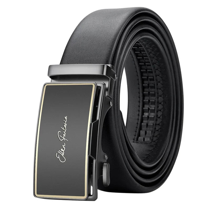 Genuine Leather Belt for Men with Durable Metal Buckle