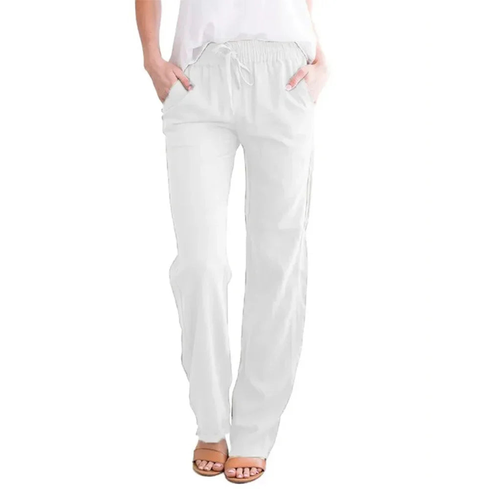 Women's Cotton-Linen Relaxed Fit Drawstring Pants – Breathable, Casual, and Effortlessly Stylish
