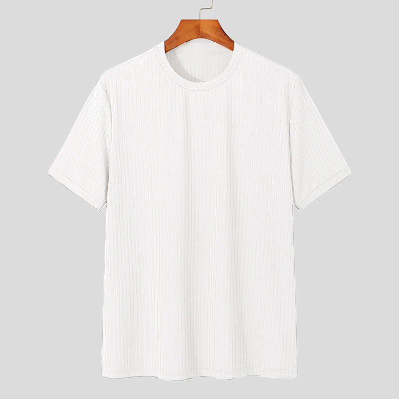 Light Luxury Summer Men's O Neck T Shirt for Casual Style