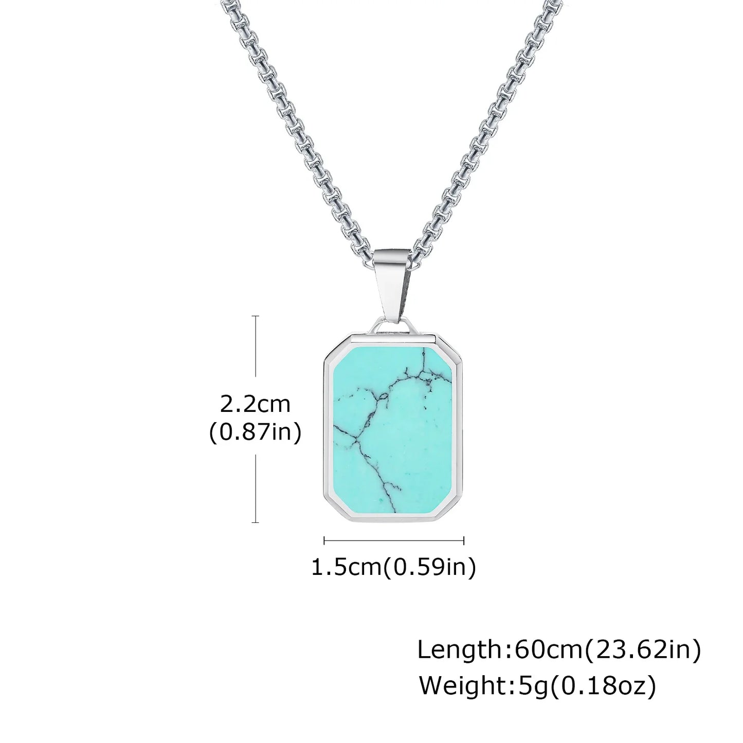 Trendy Pendant Necklaces for Men with Square Natural Stone