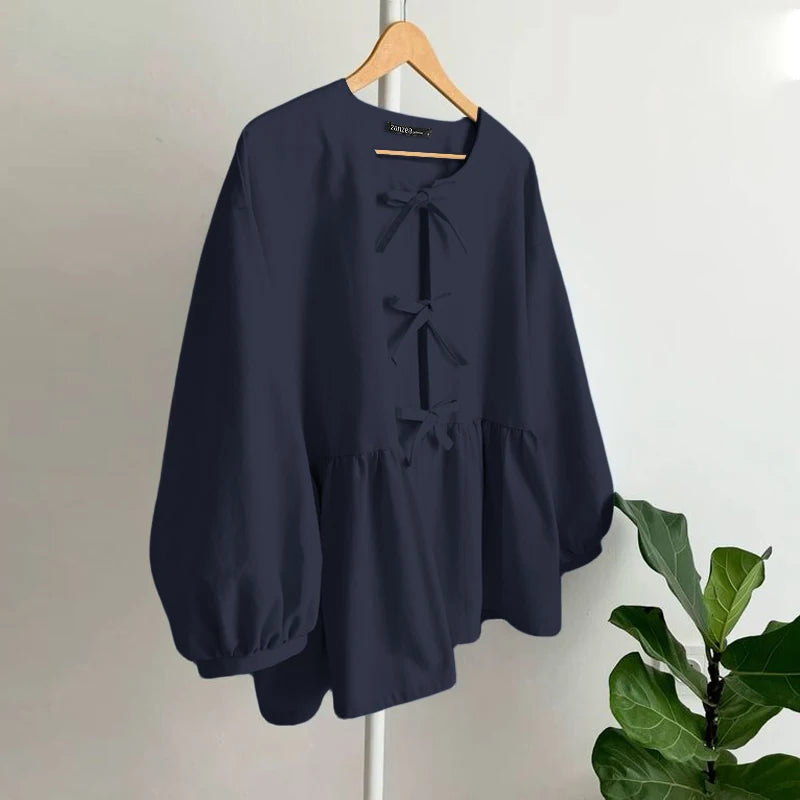 2025 ZANZEA Women Elegant 3/4 Sleeve Solid Blouse Spring Fashion Shirt Casual Summer OL Work Tops Stylish Holiday Blusas Tunic