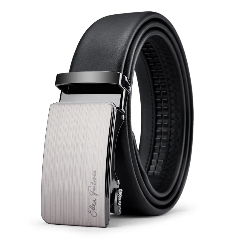 Genuine Leather Belt for Men with Durable Metal Buckle