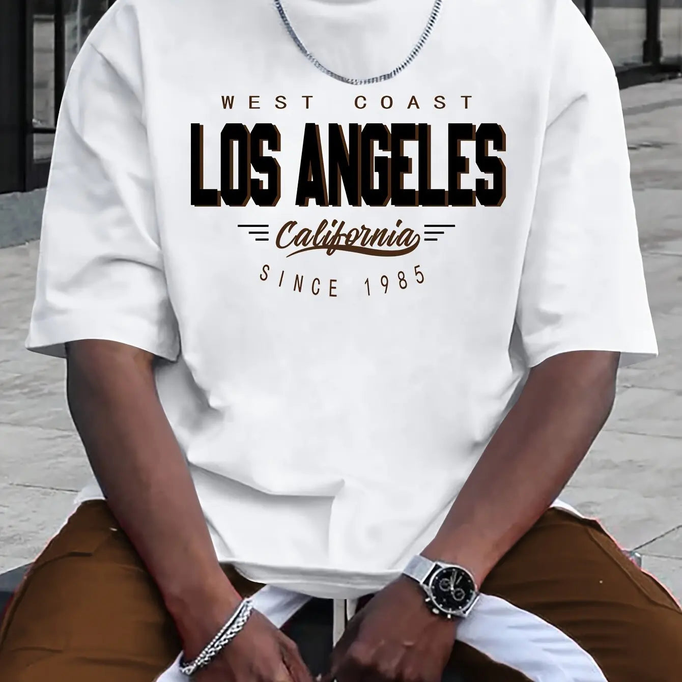 Comfortable Plus Size Los Angeles Cotton T-Shirt for Men
