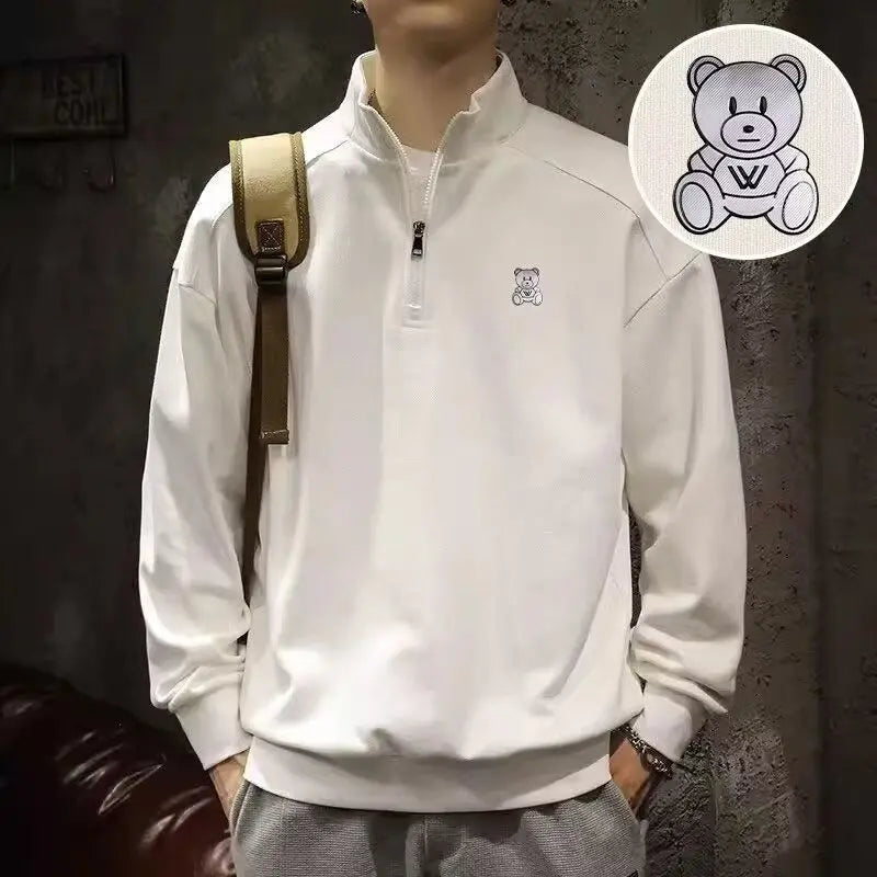 Spring Autumn Loose Long Sleeve Polo Shirts for Men