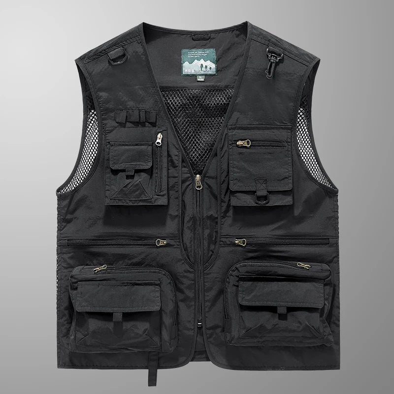 14 Pockets Summer New Men US Tactical Hiking Fishing Vest Mens Photographer Waistcoat Mesh Cargo Sleeveless Jacket Tool Vest 7XL
