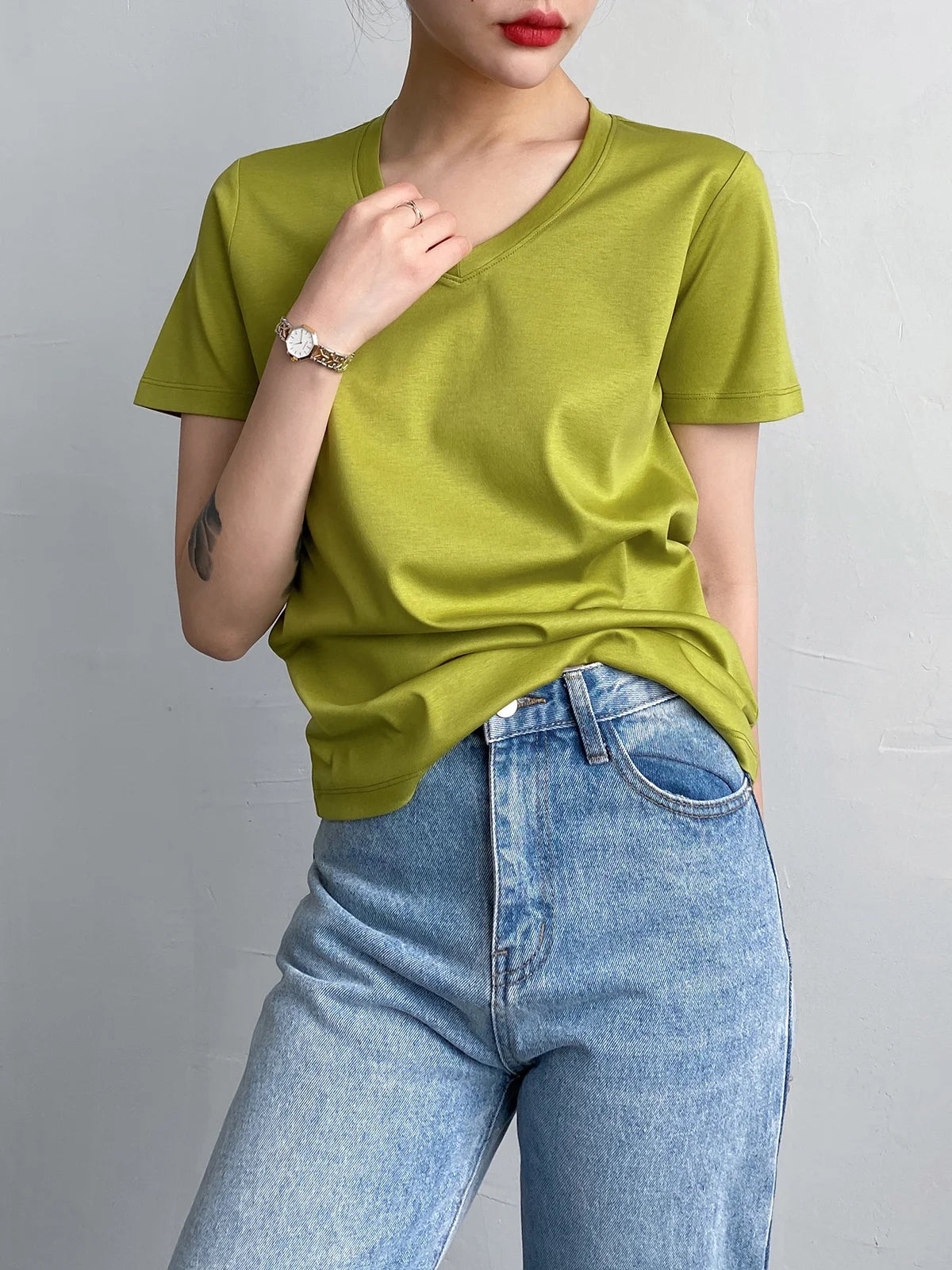 Soft Mulberry Silk Cotton T-Shirt for Women – Loose Fit, Round Neck, Short Sleeve, High-Quality Summer Top