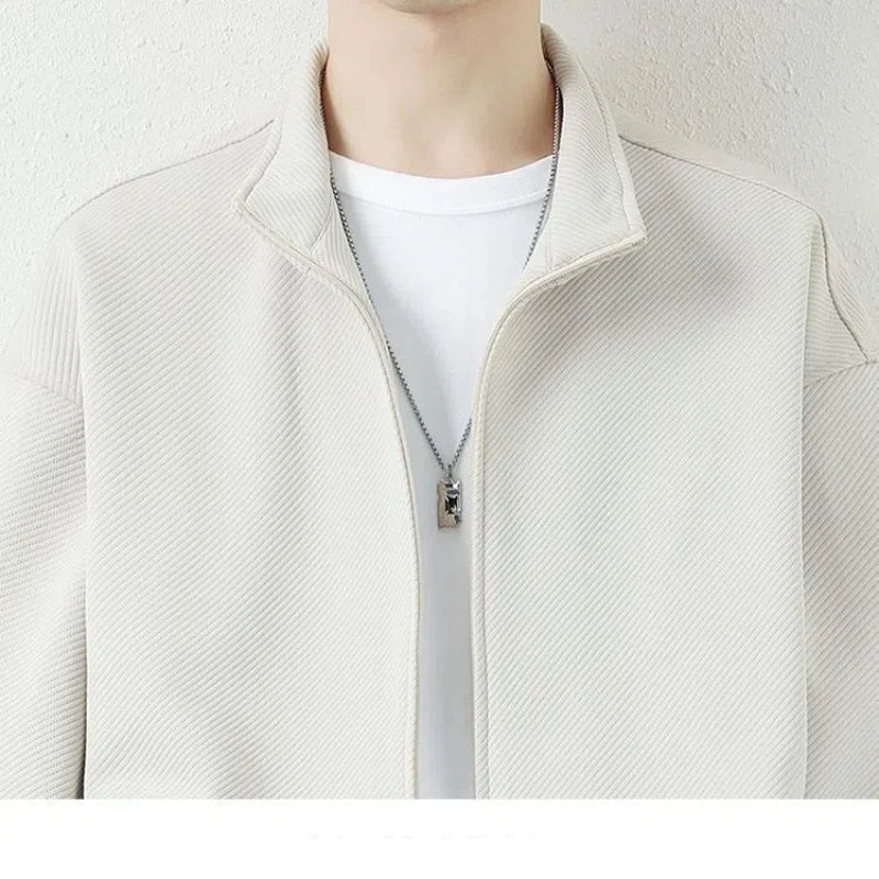 Japanese Men's Casual Long Sleeved Zipper Jacket 2024