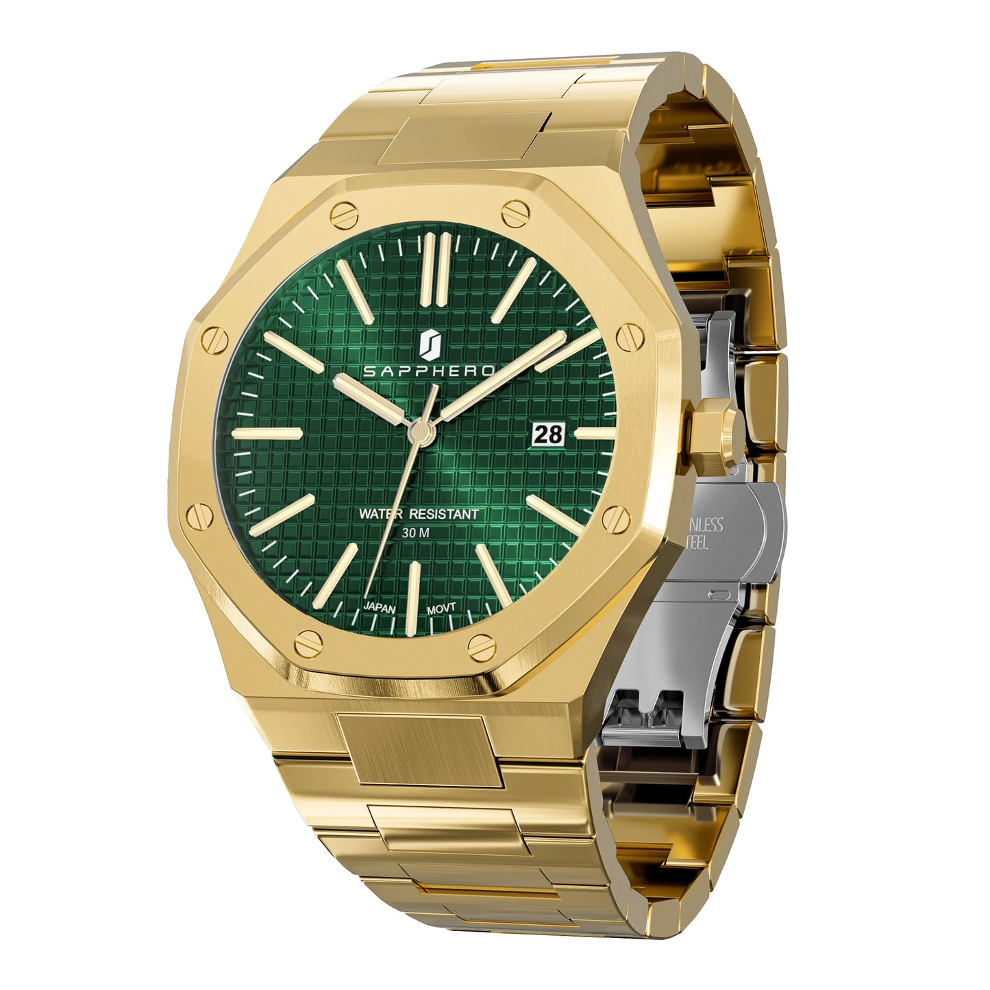 SAPPHERO Men's Luxury Waterproof Stainless Steel Watch Gift