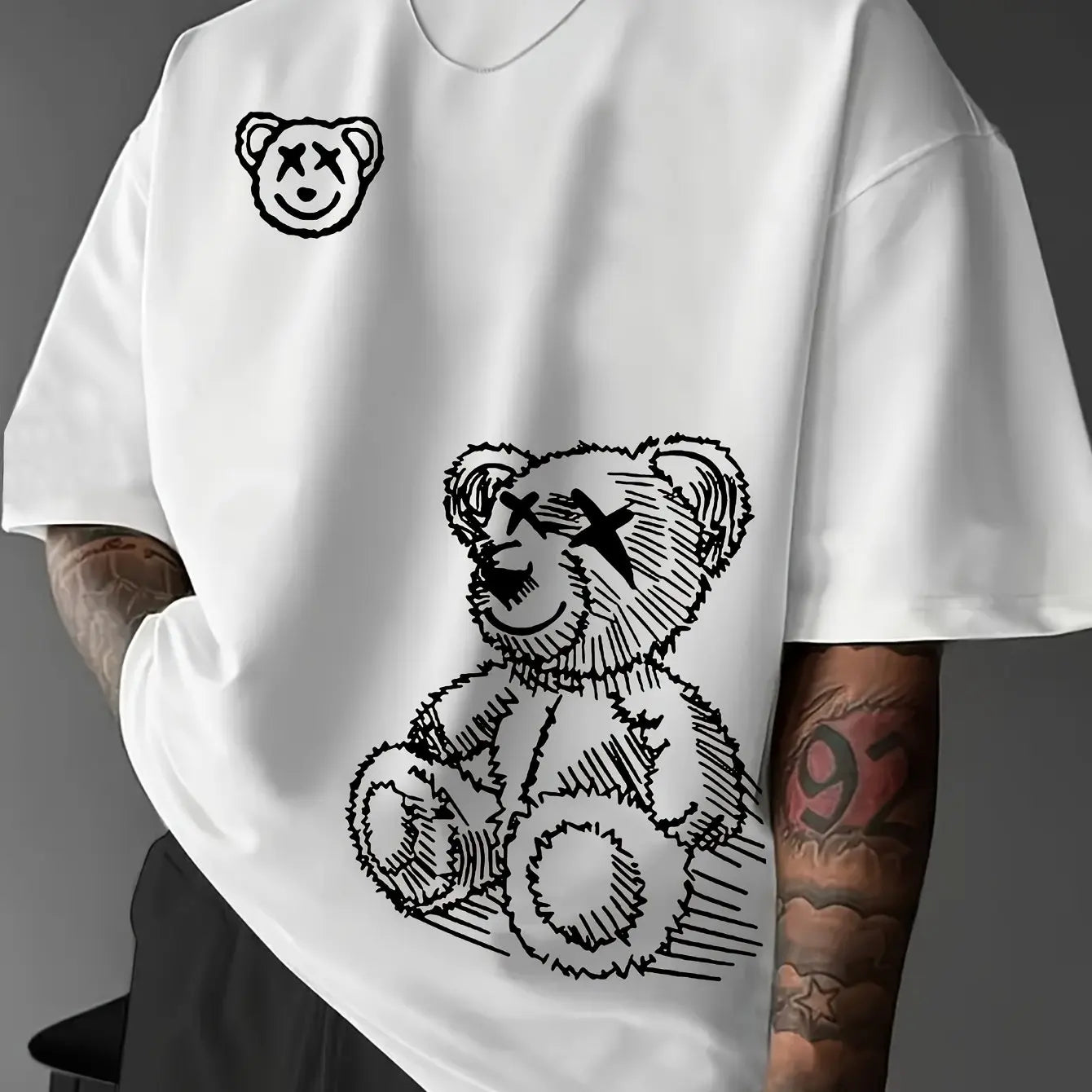 Summer Men's Cartoon Bear Cotton Casual T-Shirt