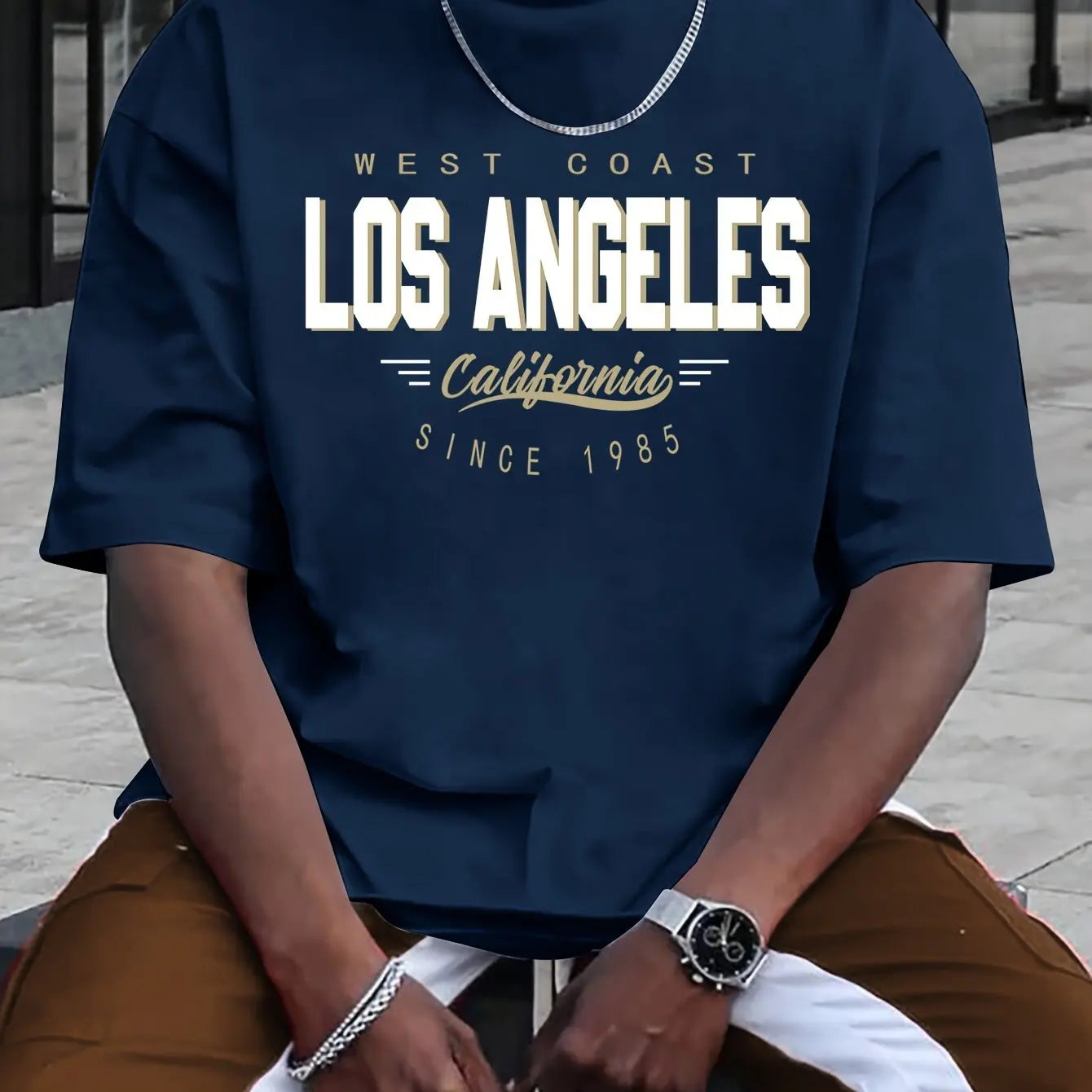 Comfortable Plus Size Los Angeles Cotton T-Shirt for Men