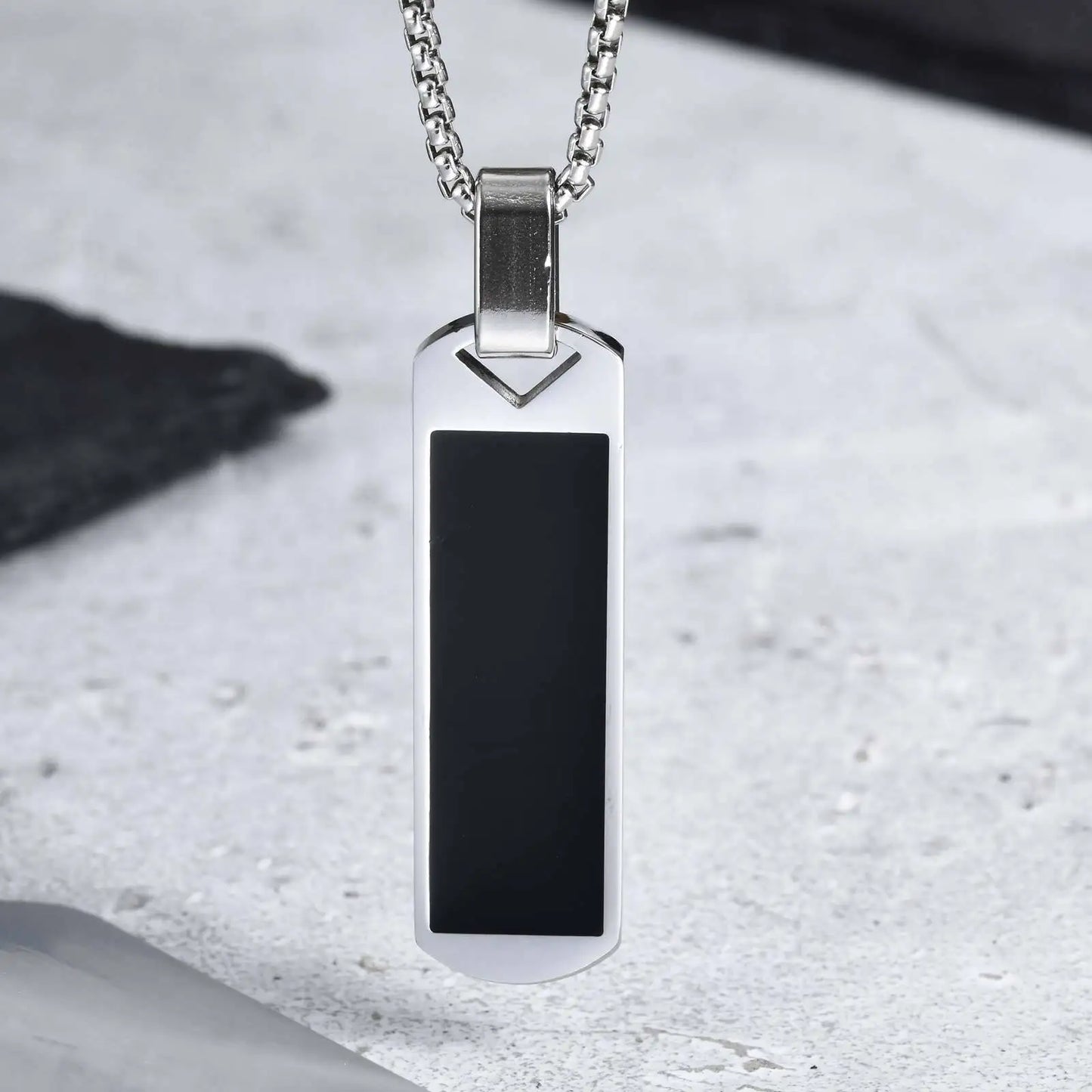 Waterproof Casual Black Enamel Necklaces for Men
