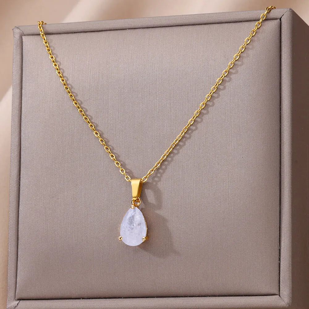 Elegant Zircon Teardrop Necklaces for Women Gift Jewelry
