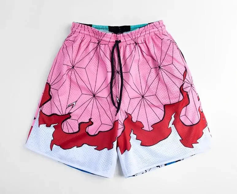 Anime Casual Shorts Men Women Manga Cartoon Sports Gym Shorts Fitness 3D Print Quick Dry Mesh Board Shorts Summer Male