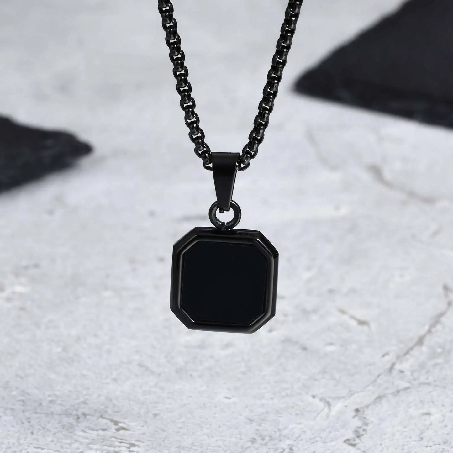 Waterproof Casual Black Enamel Necklaces for Men