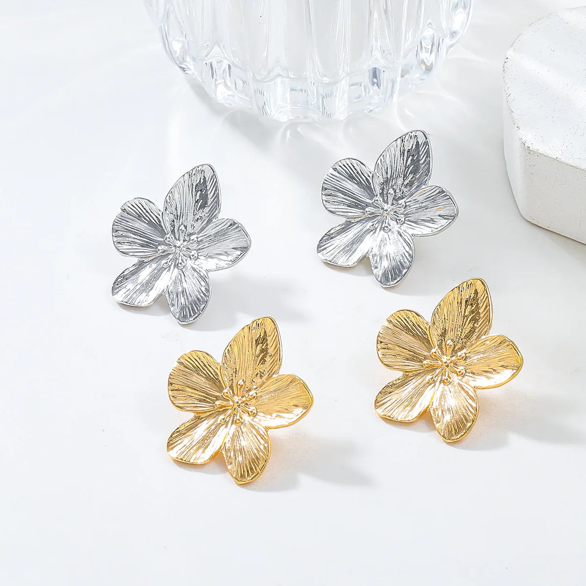 Stunning Trendy 2PC Stainless Steel Flower Earrings for Festivals