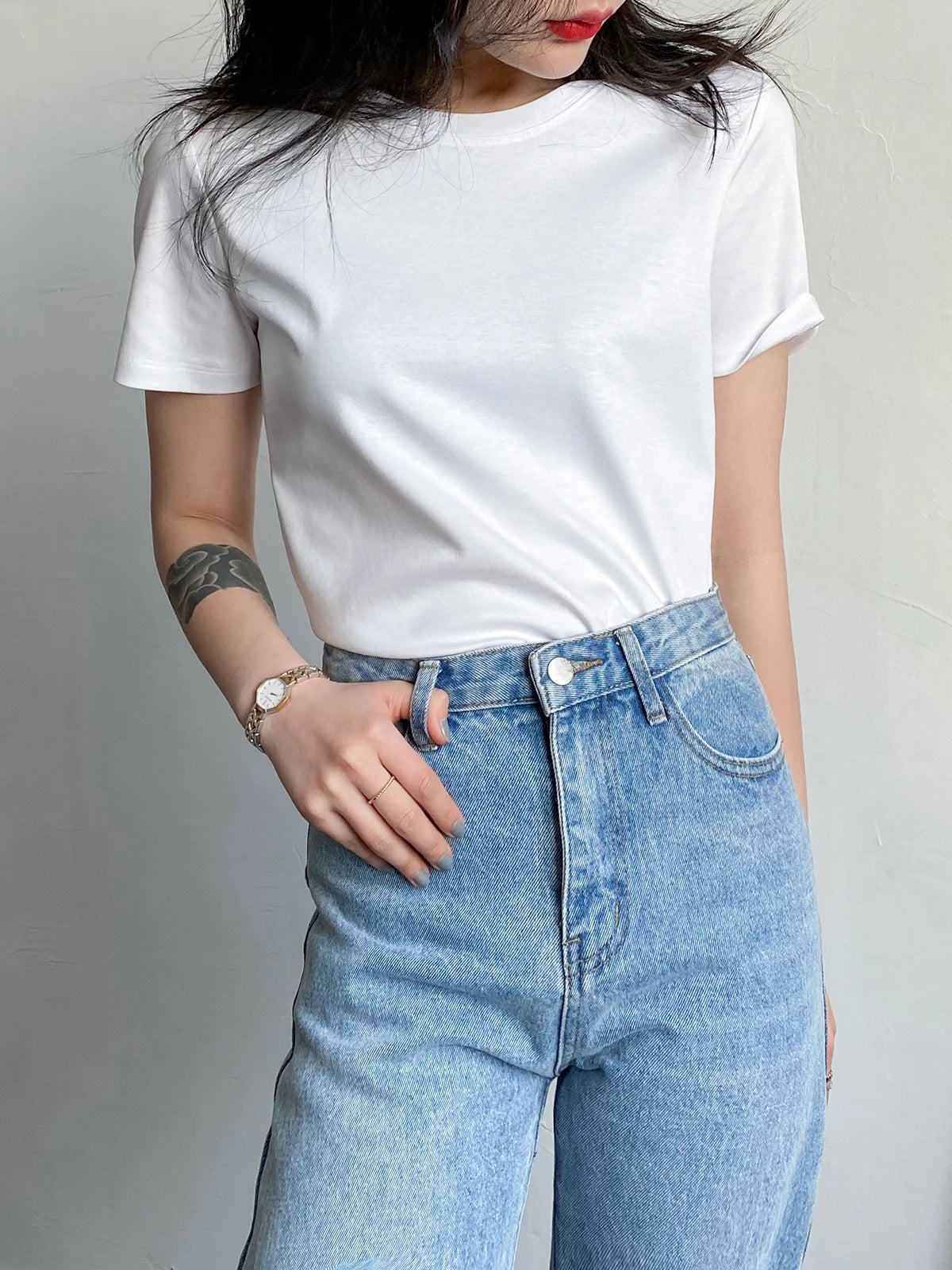 Soft Mulberry Silk Cotton T-Shirt for Women – Loose Fit, Round Neck, Short Sleeve, High-Quality Summer Top