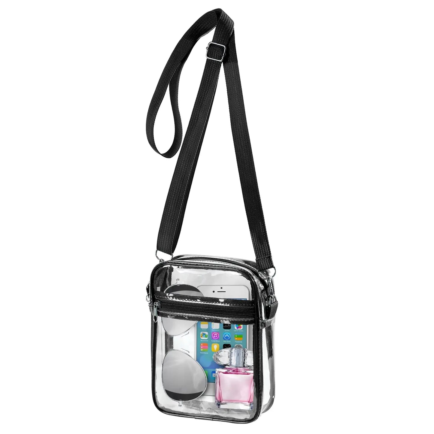 Women's Clear PVC Shoulder Bag – Stadium Approved Crossbody Bag with Front Pocket