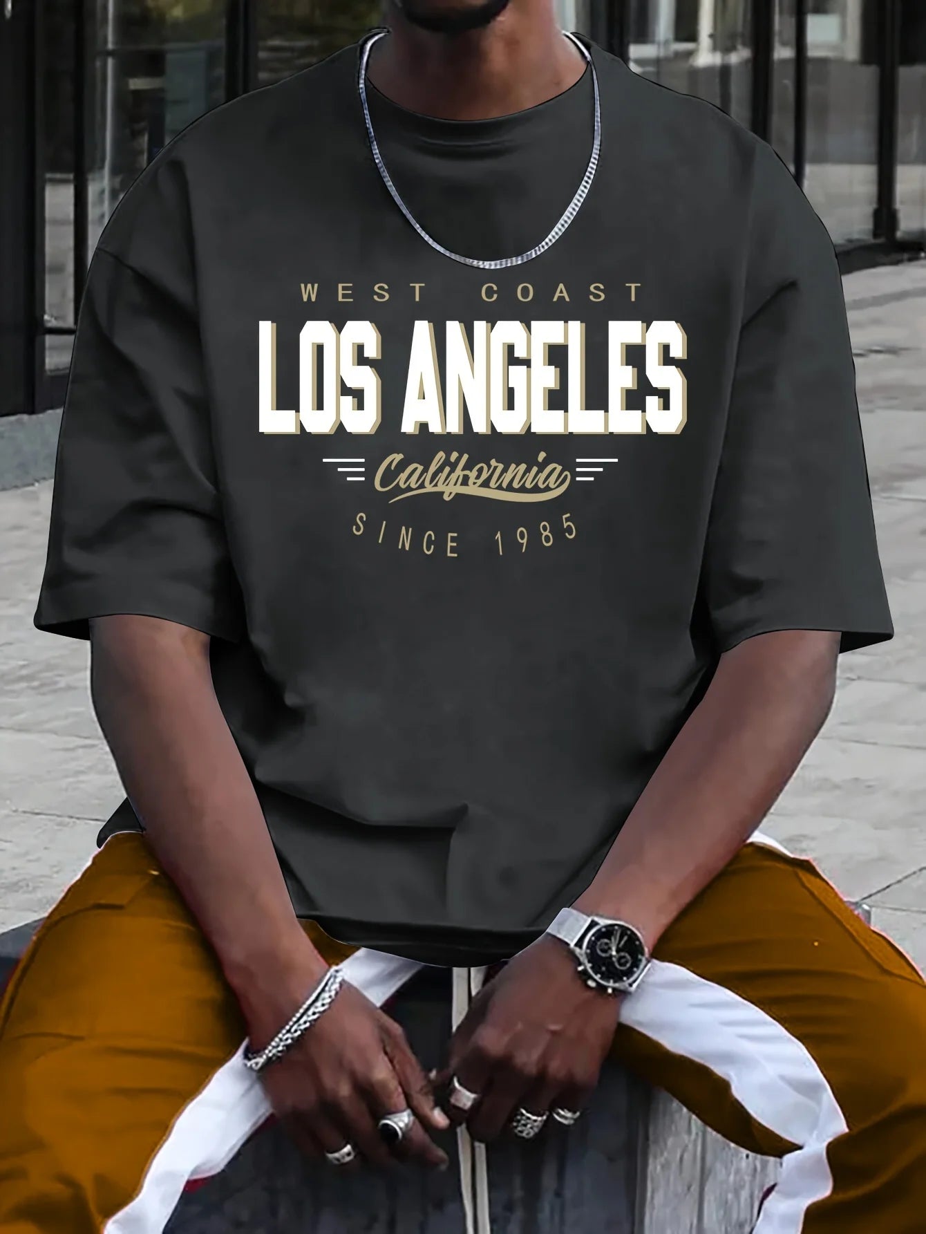 Comfortable Plus Size Los Angeles Cotton T-Shirt for Men
