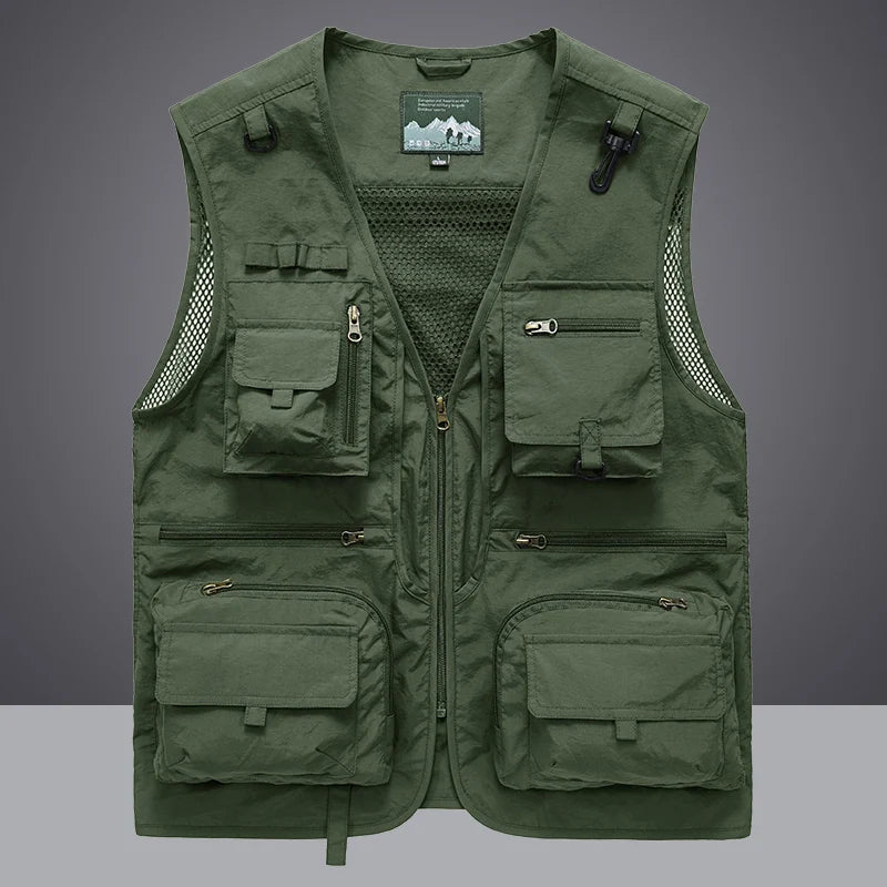 14 Pockets Summer New Men US Tactical Hiking Fishing Vest Mens Photographer Waistcoat Mesh Cargo Sleeveless Jacket Tool Vest 7XL