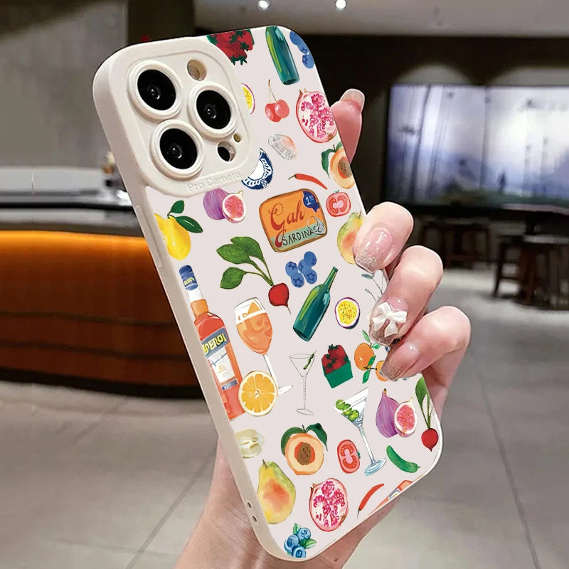 Vibrant Stylish Fruit Juice Flower Pattern Phone Case for iPhone