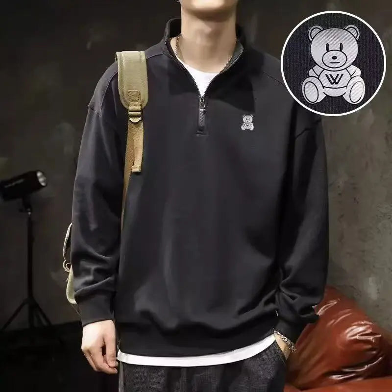 Spring Autumn Loose Long Sleeve Polo Shirts for Men